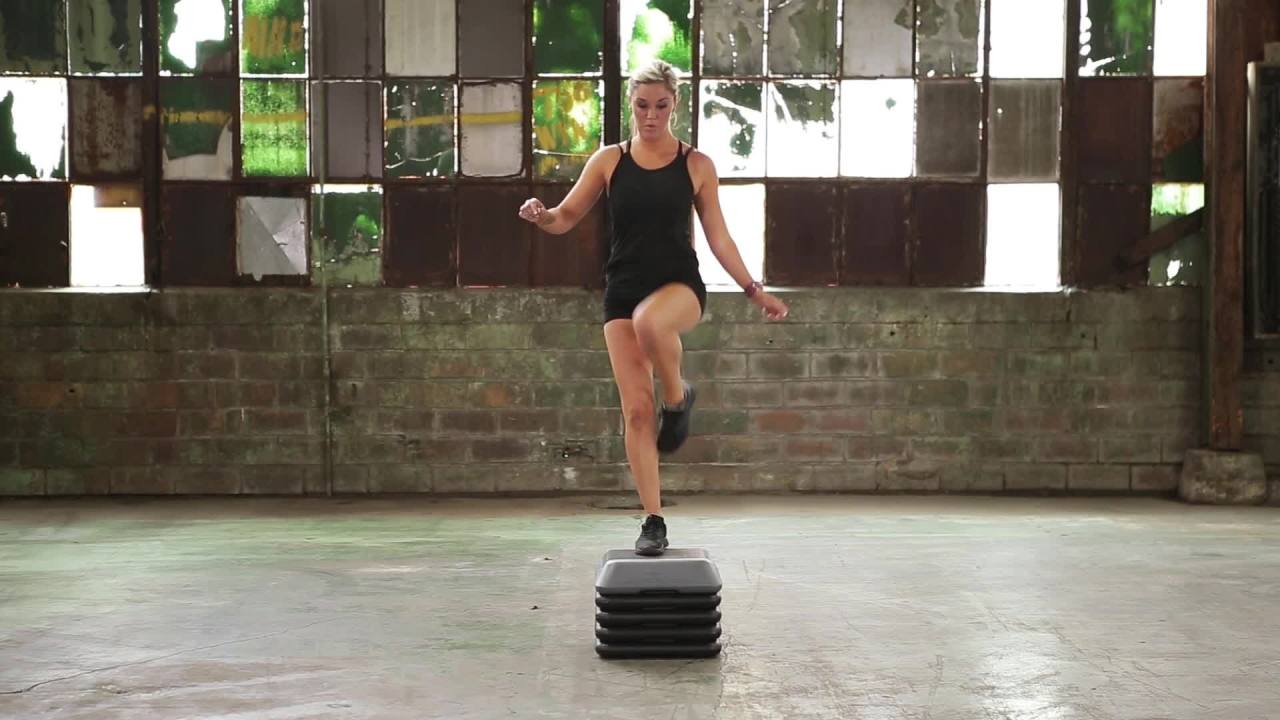 thumbnail video image 2 of The Step High Step Aerobic Platform with High Step Blue Aerobic Platform and 4 Black Risers, 2 of 7