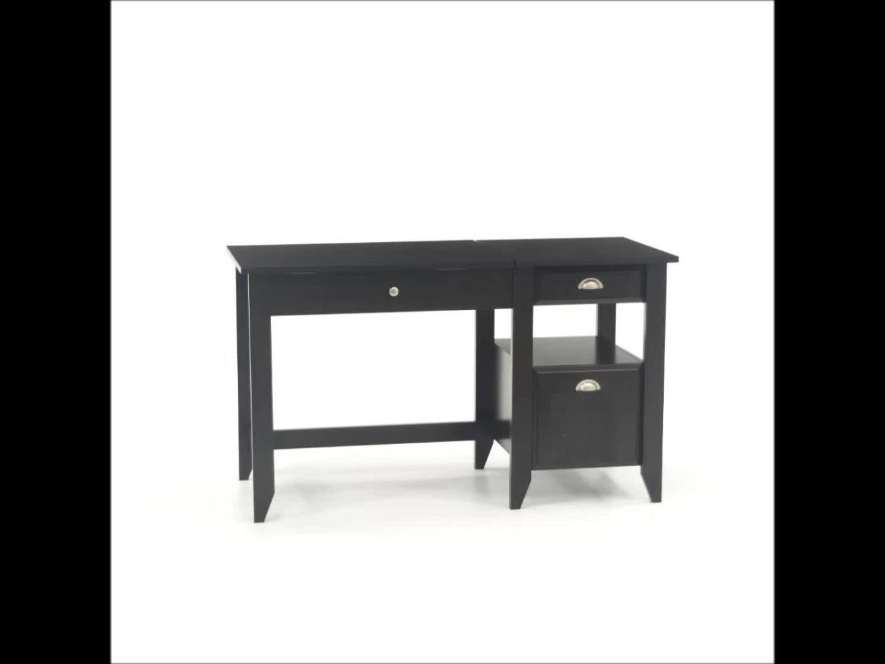 thumbnail video image 2 of Sauder Shoal Creek Lift-top Desk, Jamocha Wood Finish, 2 of 11