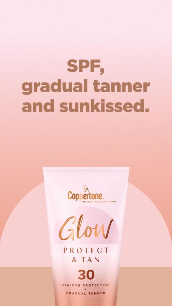 thumbnail video image 2 of Coppertone Glow with Shimmer Sunscreen Lotion, SPF 50 Sunscreen, 5 fl oz, 2 of 13