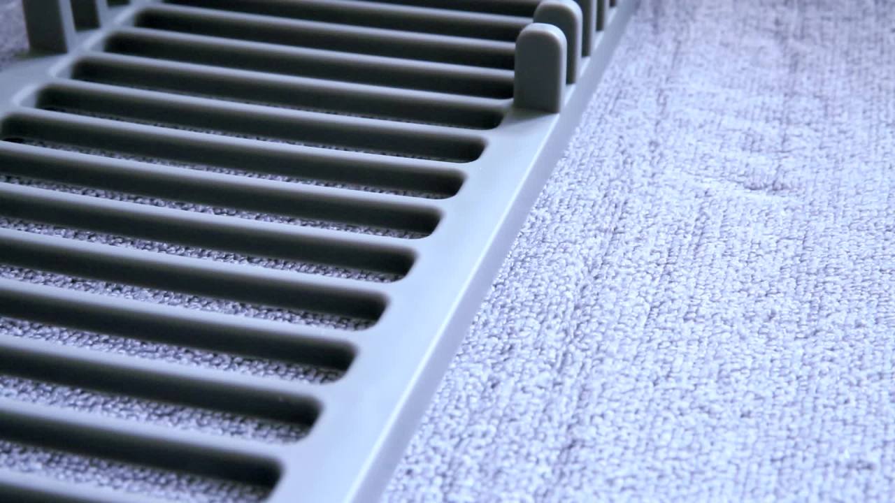 thumbnail video image 2 of Umbra Udry Mini Dish Drying Rack & Microfiber Dish Mat - Space-Saving Lightweight Design Folds Up For Easy Storage 20 X 13 Inches, 2 of 13