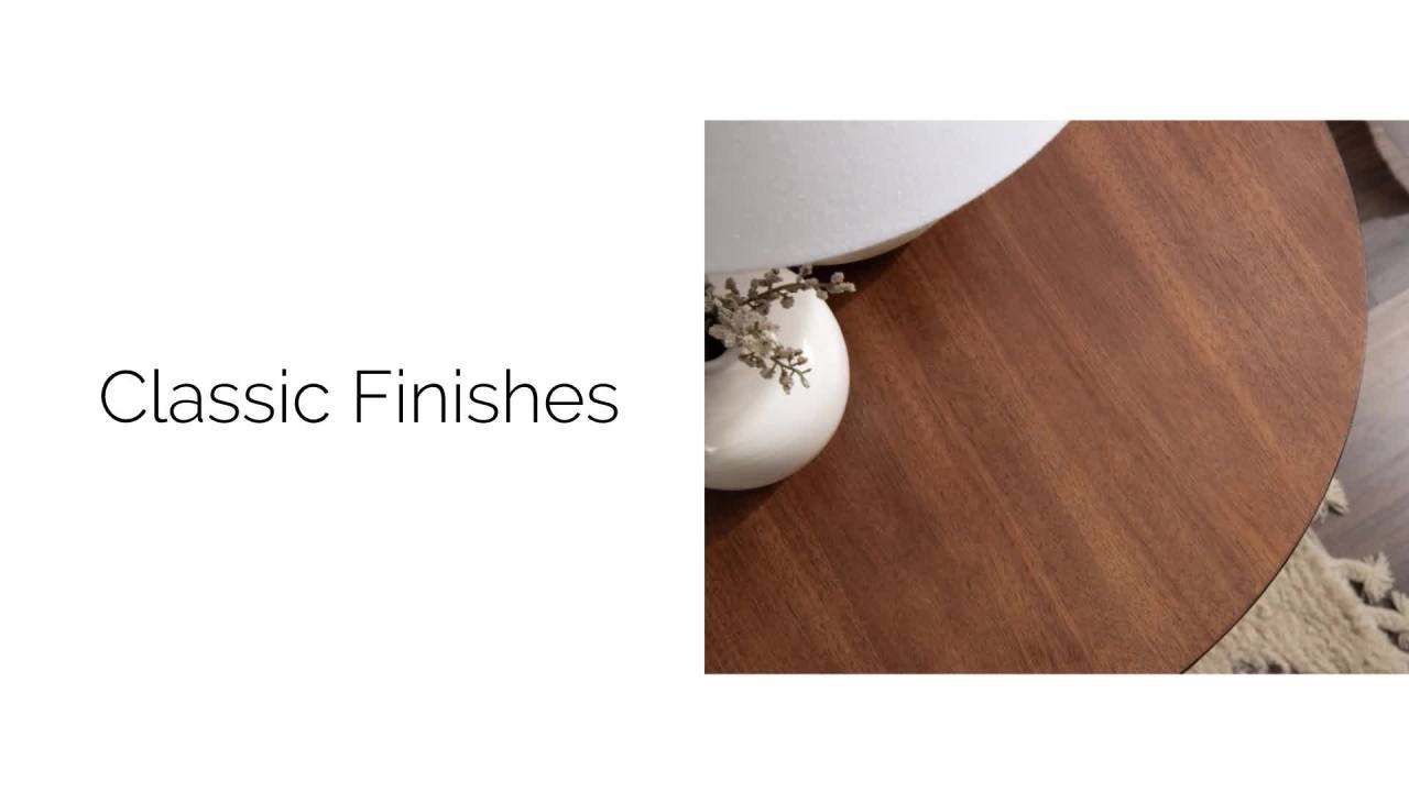 thumbnail video image 2 of Kate and Laurel Foxford Tiered Round Side Table, 22 x 22 x 24, Walnut Brown, Transitional Two-Tier Circle Nightstand Table with Storage and Resilient Wood Construction for Bedroom Decor, 2 of 11