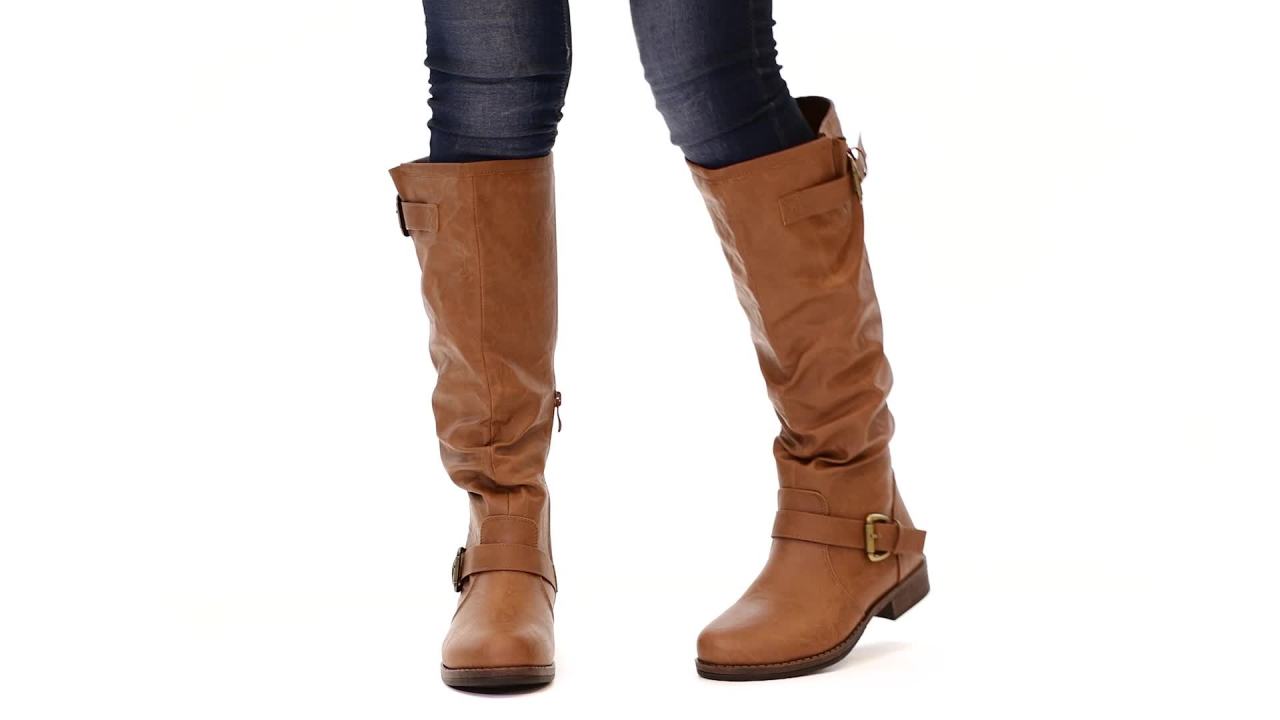 thumbnail video image 2 of Journee Womens Stormy Stacked Heel Riding Boots, 2 of 10