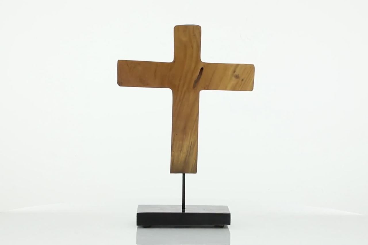 thumbnail video image 2 of DecMode Brown Teak Wood Eclectic Style Table Decor, 2 of 10