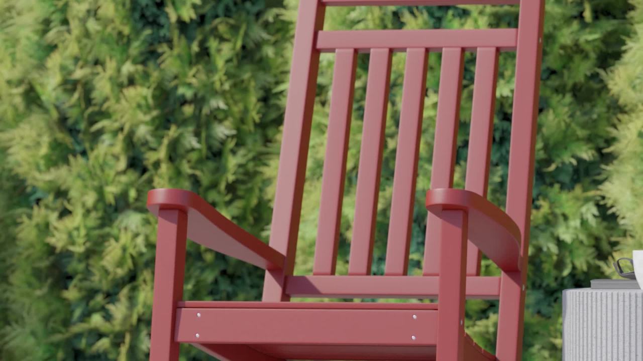 Flash Furniture Winston All-Weather Poly Resin Rocking Chair in Red ...