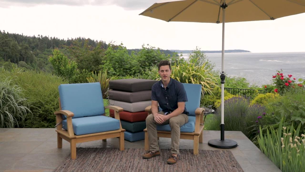 thumbnail video image 2 of Classic Accessories Ravenna Water-Resistant Patio Back Cushion Cover, 21 x 20 x 4 inch, Empire Blue, 2 of 14