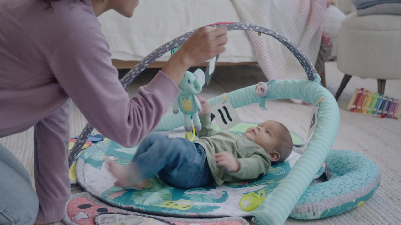 thumbnail video image 2 of Infantino 5-in-1 Epic Developmental Learning Gym, 0-36 Months, Blue, 2 of 13