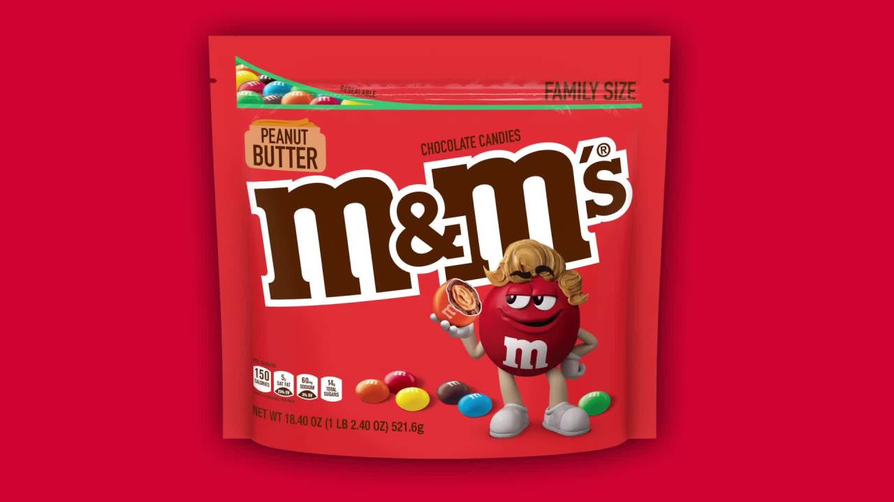 thumbnail video image 2 of M&M's Peanut Butter Milk Chocolate Candy Family Size - 18.4 oz Bag, 2 of 15