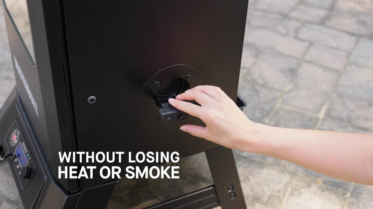 thumbnail video image 2 of Masterbuilt®710 WiFi Digital Smoker, Vertical Design, 711 Cooking Sq. Inches, 4 Smoking Racks, Wood Chip Loader, Electric Fuel Source to Plug in and Start Cooking, Black Model MB20070924, 2 of 10