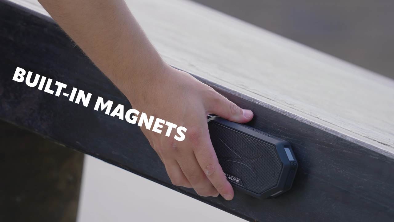 thumbnail video image 2 of Altec Lansing HydraMini 2.0 EverythingProof Bluetooth Speaker, Waterproof IP67, Floats, 12-Hour Playtime, Built-In Magnet, Carabiner & Mount, Aqua White, 2 of 13