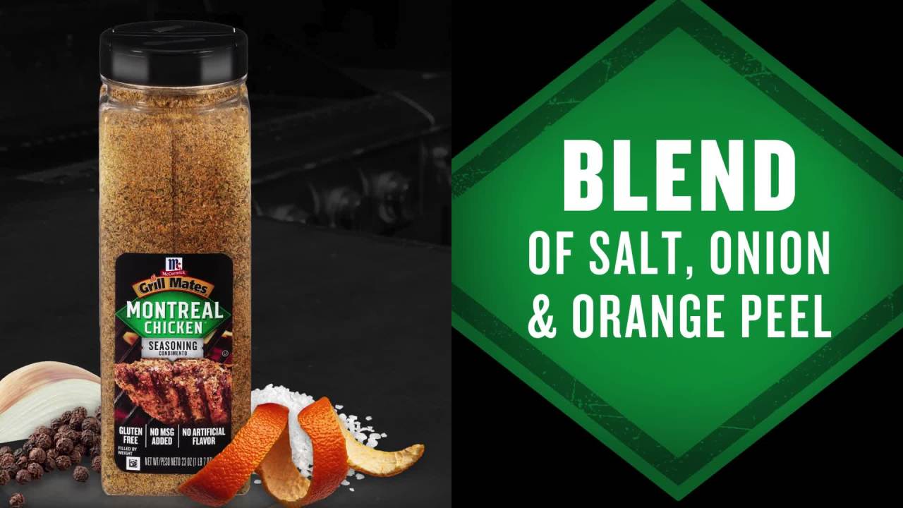 thumbnail video image 2 of McCormick GRILL MATES Gluten Free Montreal Chicken Seasoning, 23.0 oz Bottle, 2 of 27