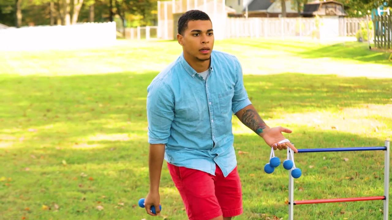 thumbnail video image 2 of Triumph All Pro Series Press Fit Outdoor Ladderball Set Includes 6 Soft Ball Bolas and Durable Sport Carry Bag, 2 of 21