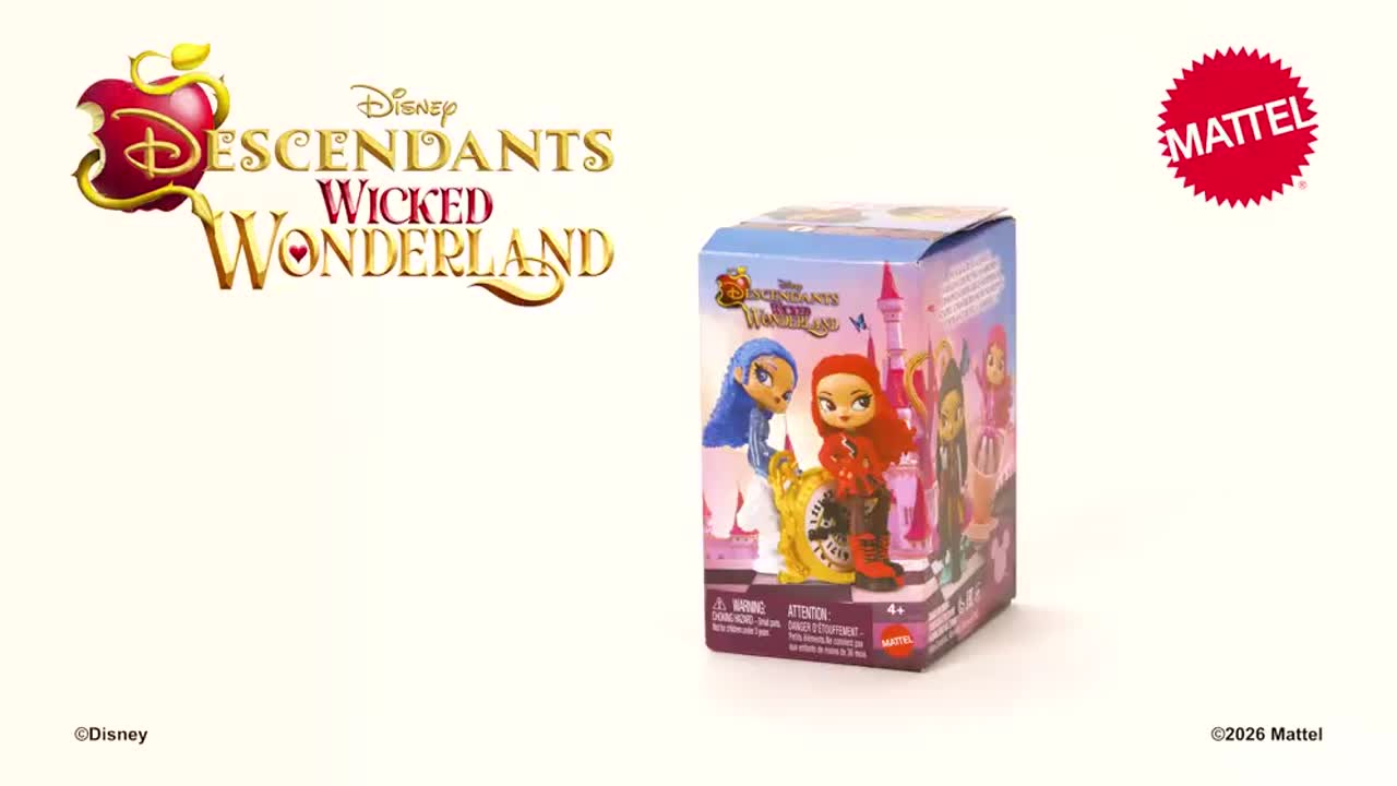 thumbnail video image 2 of Disney Descendants: Wicked Wonderland, Stack & Reveal Toy, Surprise Small Dolls (Styles May Vary), 2 of 7
