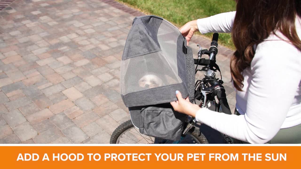 thumbnail video image 2 of K&H Pet Products Travel Bike Basket for Pets Classy Gray Large 12 X 16 X 10 Inches, 2 of 11
