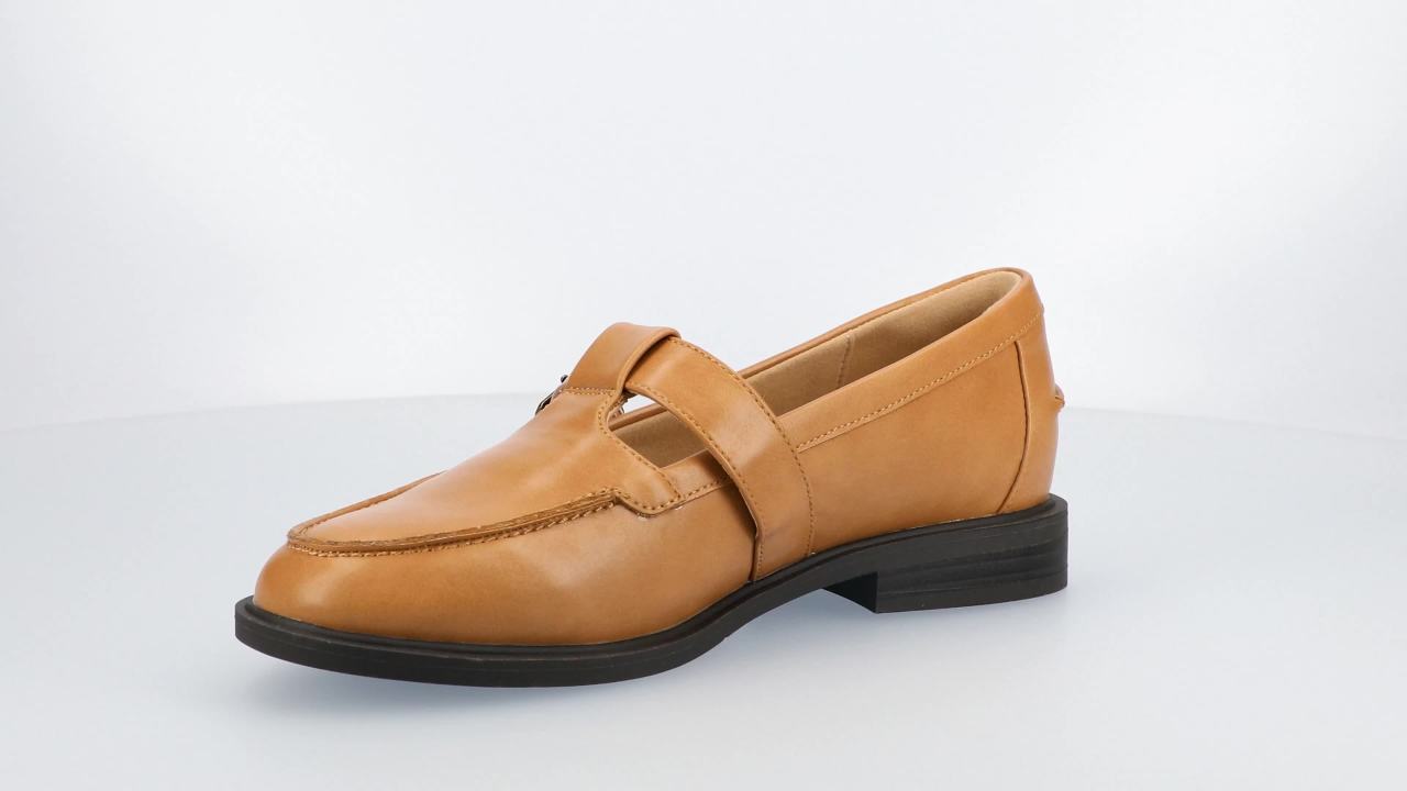 thumbnail video image 2 of Journee Womens Corina Round Toe Buckle Detail Block Heel Comfort Mary Jane Loafer, 2 of 10