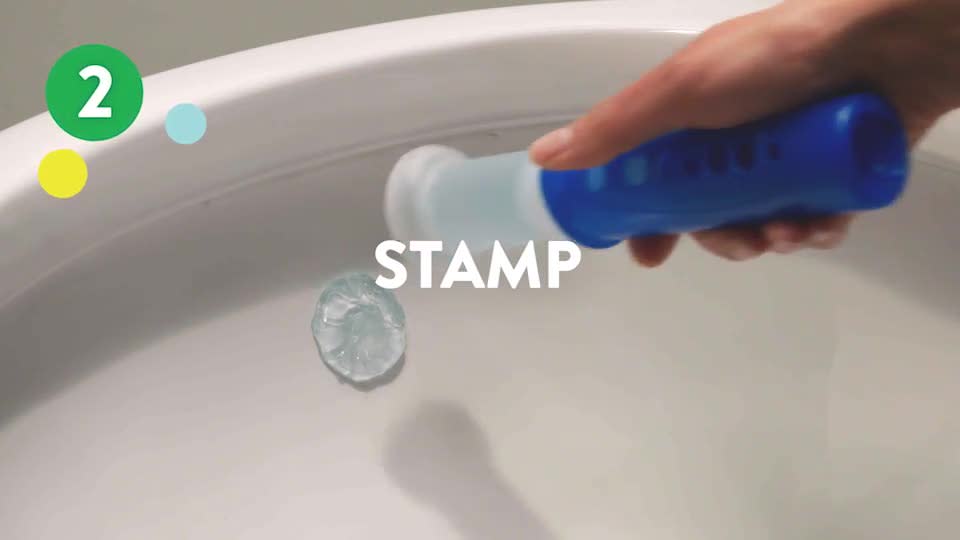 thumbnail video image 2 of Scrubbing Bubbles Fresh Gel Toilet Cleaning Stamp, Rainshower, Dispenser with 12 Gel Stamps, 2.68 oz, 2 of 13