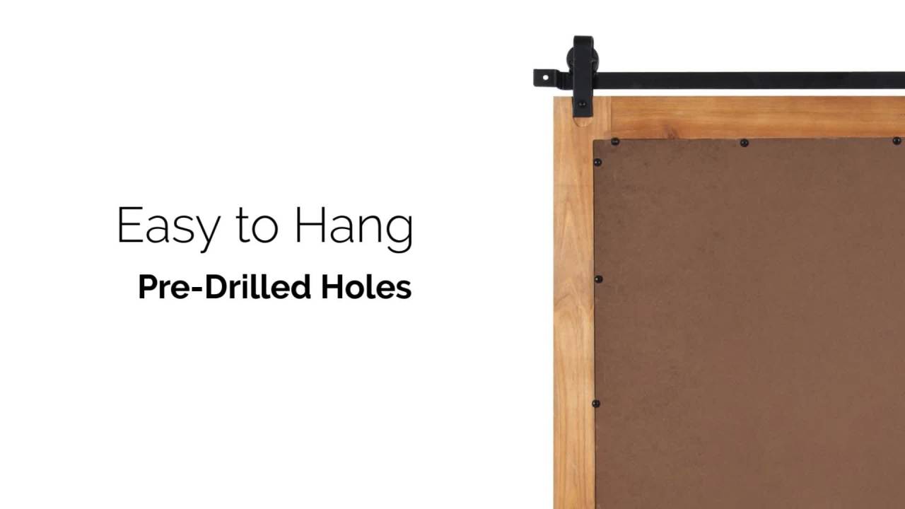 thumbnail video image 2 of Kate and Laurel Cates Windowpane Framed Wall Mirror, Rustic Brown 22x37, 2 of 8