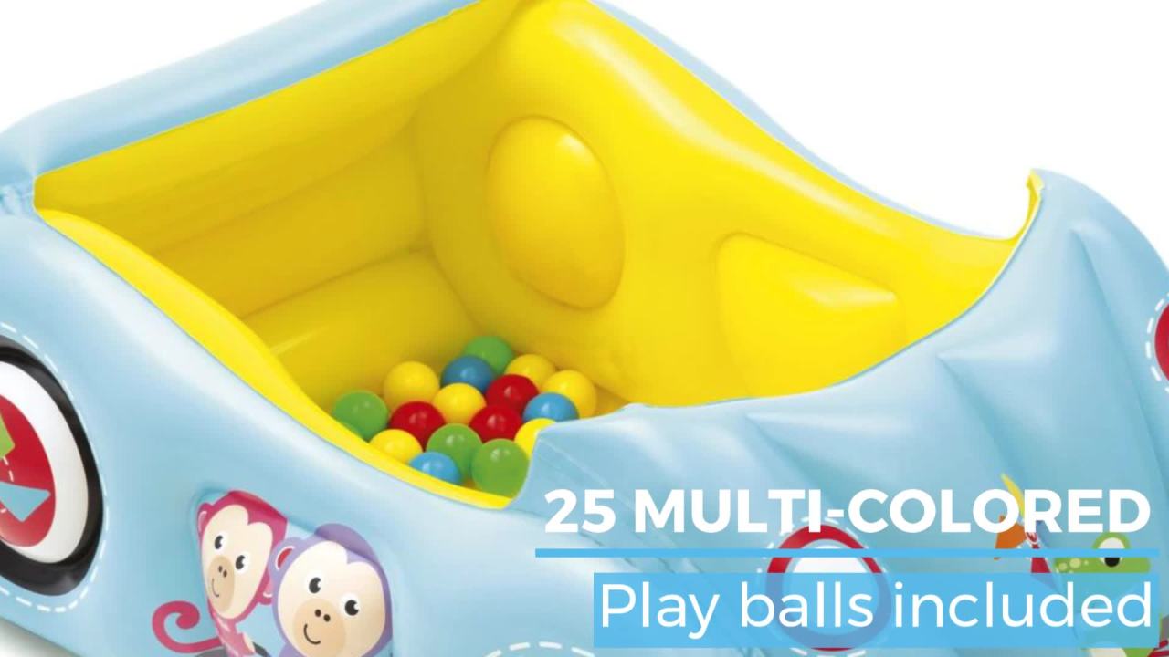 thumbnail video image 2 of Fisher Price 47 x 31 x 20 Inch Kids Toddler Inflatable Race Car Ball Pit Toy, 2 of 10