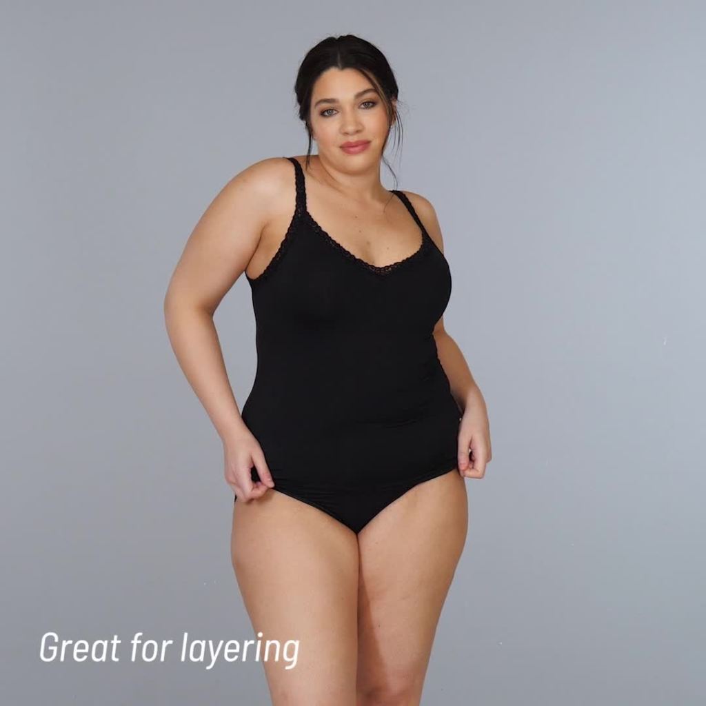 thumbnail video image 2 of Vanity Fair Lingerie Women's Everyday Layers SpinCami – Lace Neckline, V-Neck & Straight Neck, Soft Stretch Fabric, 2 of 10