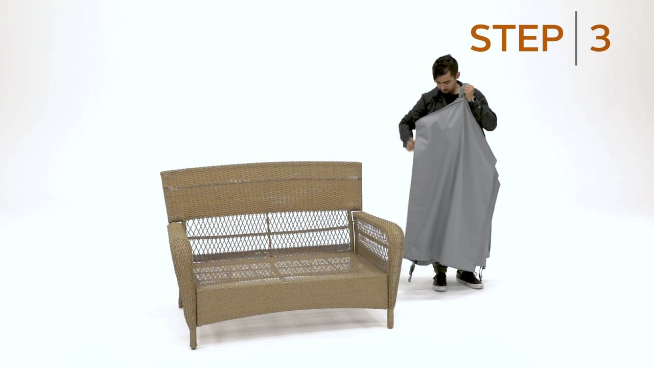thumbnail video image 2 of Classic Accessories Storigami Water-Resistant 58 Inch Easy Fold Loveseat Sofa Cover, Monument Grey, 2 of 20