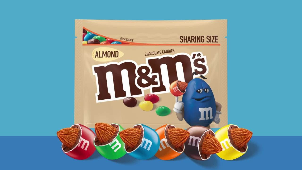 thumbnail video image 2 of M&M's Almond Milk Chocolate Candy, Sharing Size - 8.6 oz Bag, 2 of 13
