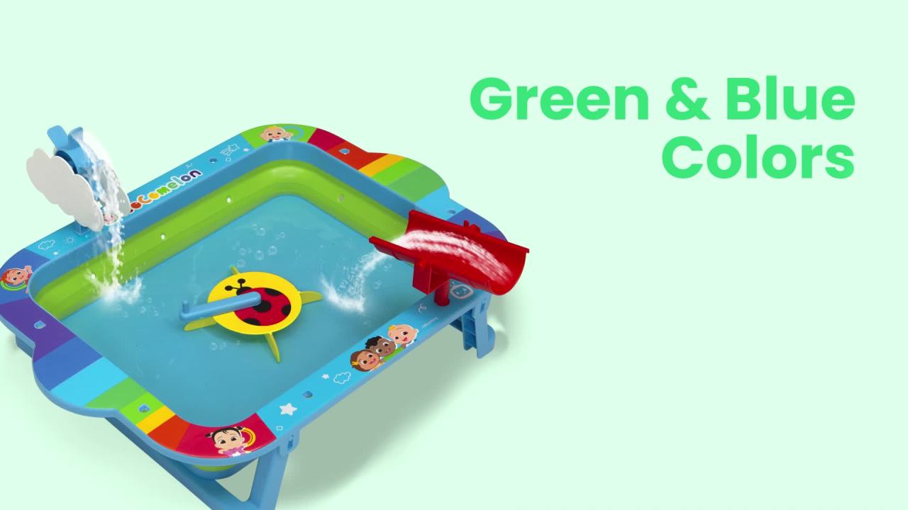 thumbnail video image 2 of CoComelon Water Activity Table by Delta Children - Collapsible & Portable - Ideal for Travel, Blue, 2 of 16