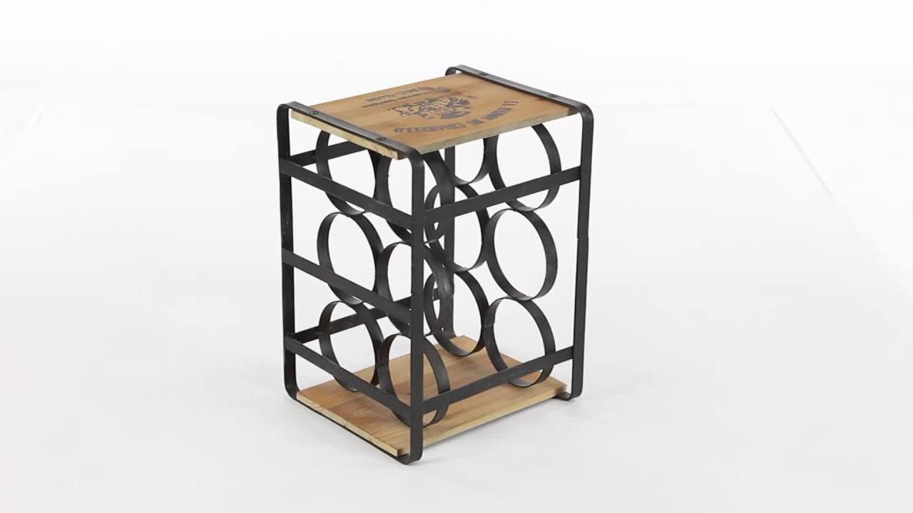 thumbnail video image 2 of DecMode 13" x 10" Black Metal Farmhouse Wine Holder, 2 of 10