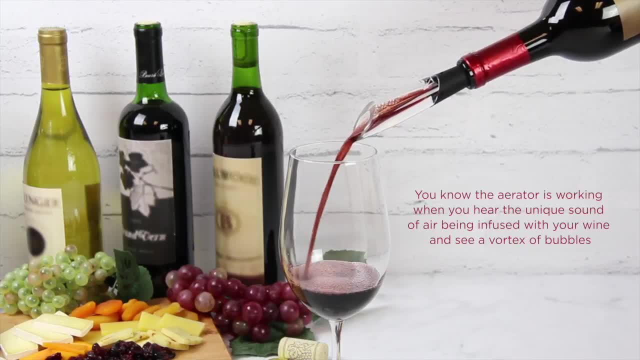 thumbnail video image 2 of Vinturi On-Bottle Wine Aerator for Red and White Wines, in Black (V9060), 2 of 7