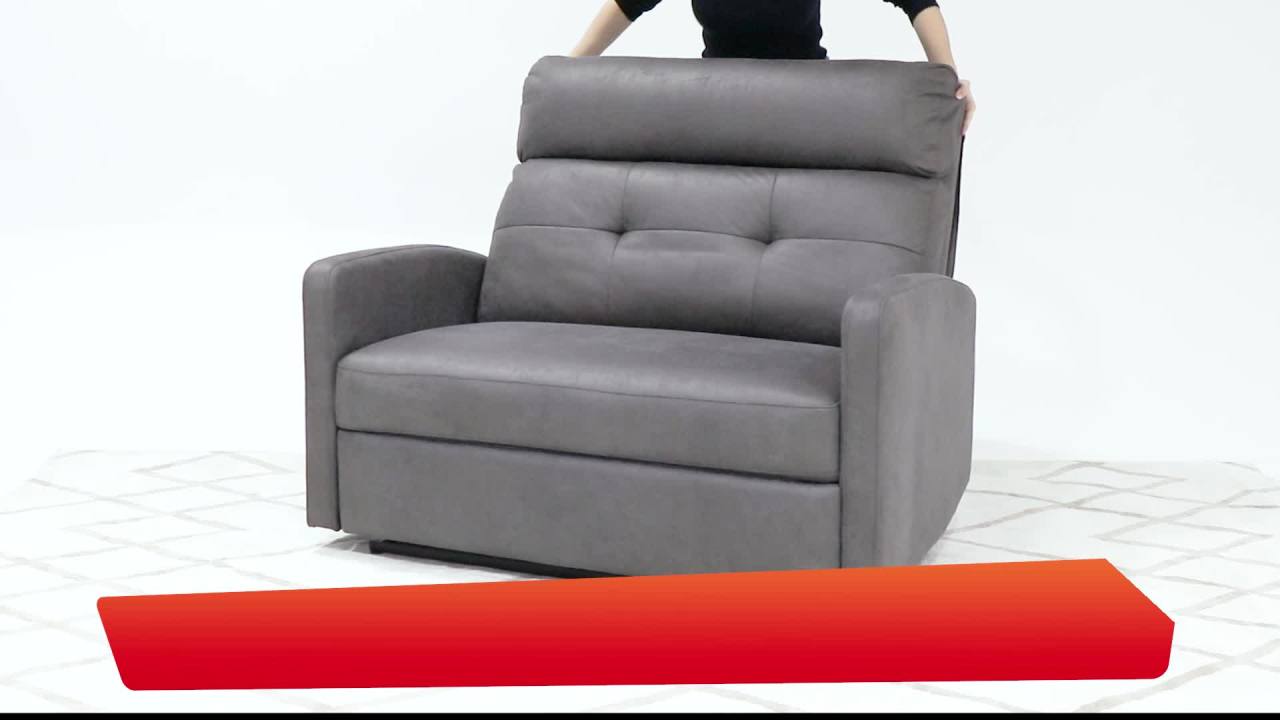 thumbnail video image 2 of GDF Studio Alma Contemporary Upholstered Loveseat Recliner, Slate Microfiber, 2 of 13