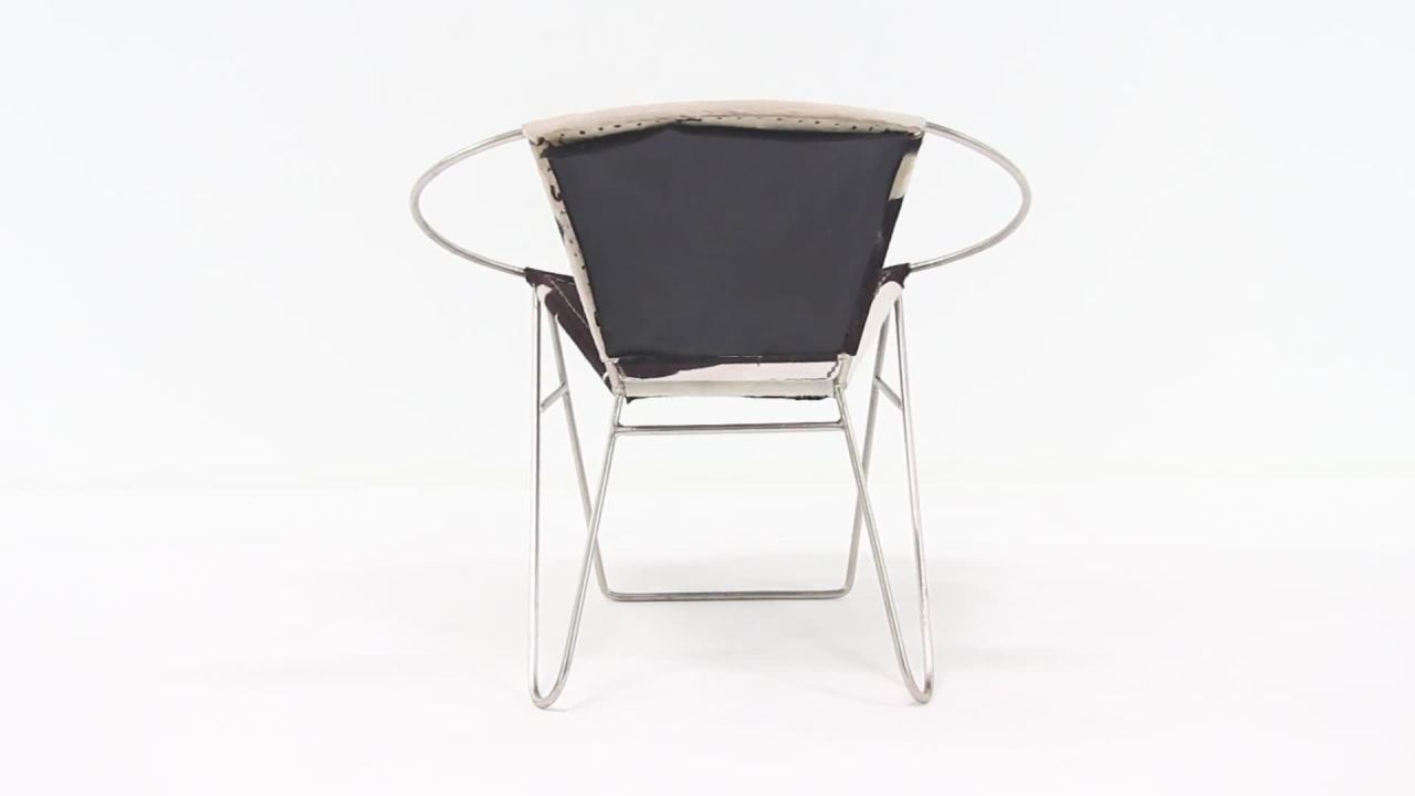 thumbnail video image 2 of DecMode Leather Lounge Chair with Silver Frame, Black, Set of 2, 2 of 8