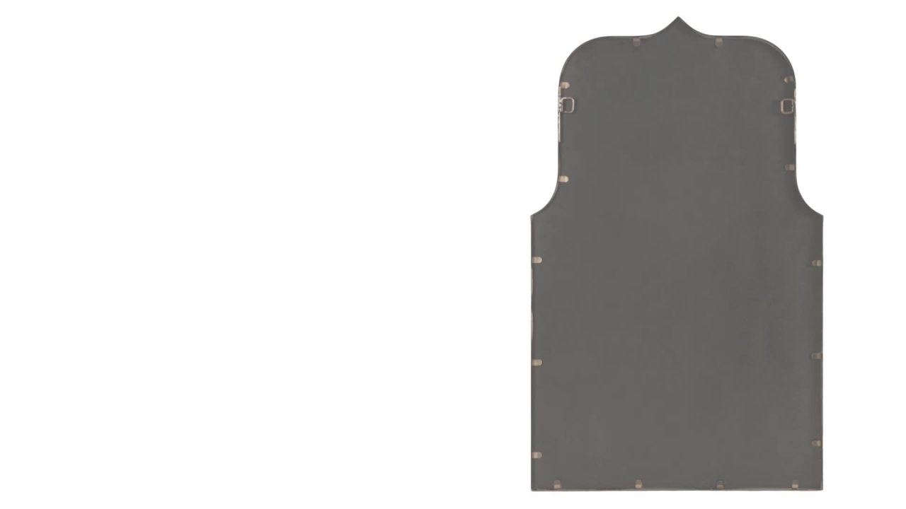 thumbnail video image 2 of Kate and Laurel Gezella Modern Scalloped Arched Wall Mirror, 22 x 36, Black, Stunning Decorative Tall Arch Mirror with Soft Scallops and Slim Moroccan Frame, 2 of 8