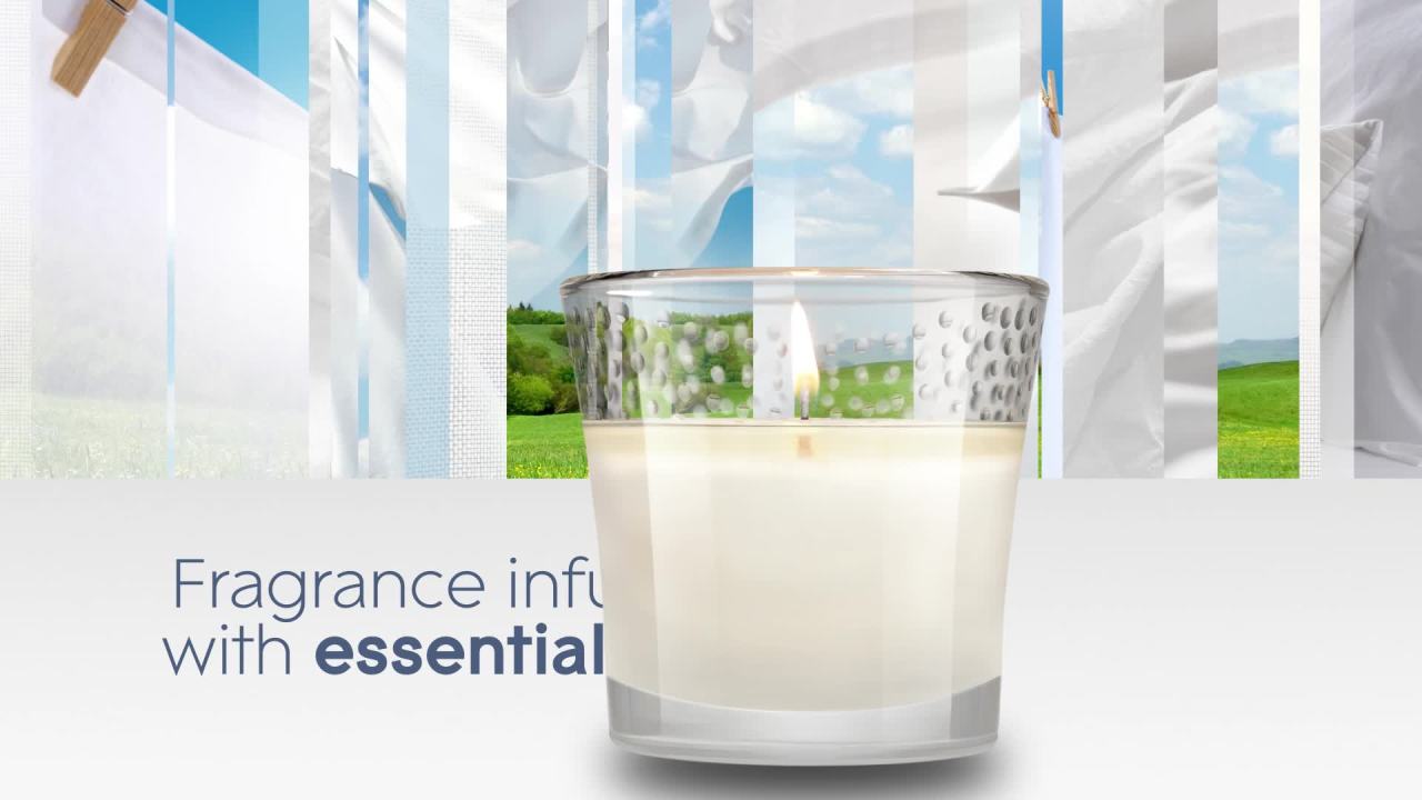 thumbnail video image 2 of Glade Candle, Infused with Essential Oils, Clean Linen, 2 Count, 2 of 18