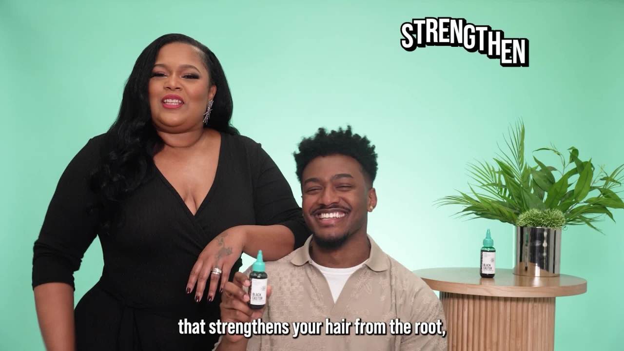 thumbnail video image 3 of KISS Colors & Care Multivitamin Oil for Hair & Skincare, Black Castor, 2.5 oz., 3 of 14