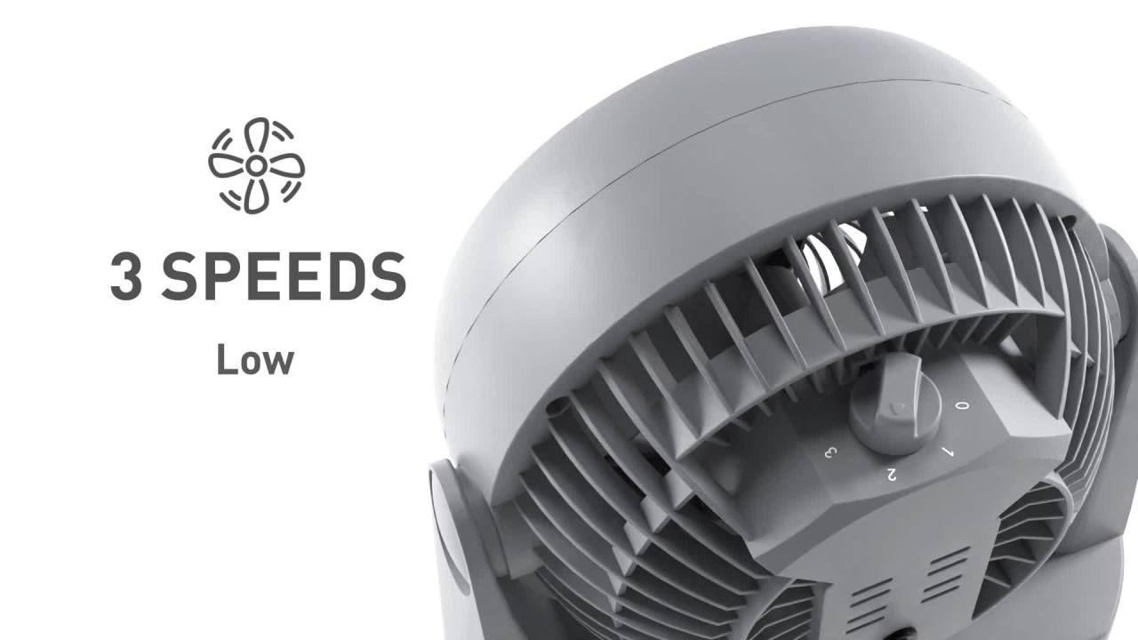thumbnail video image 2 of Holmes Blizzard Air Circulator Fan, 3 Speeds, 90° Tilt, Removable Grill, Cool Grey, 2 of 10