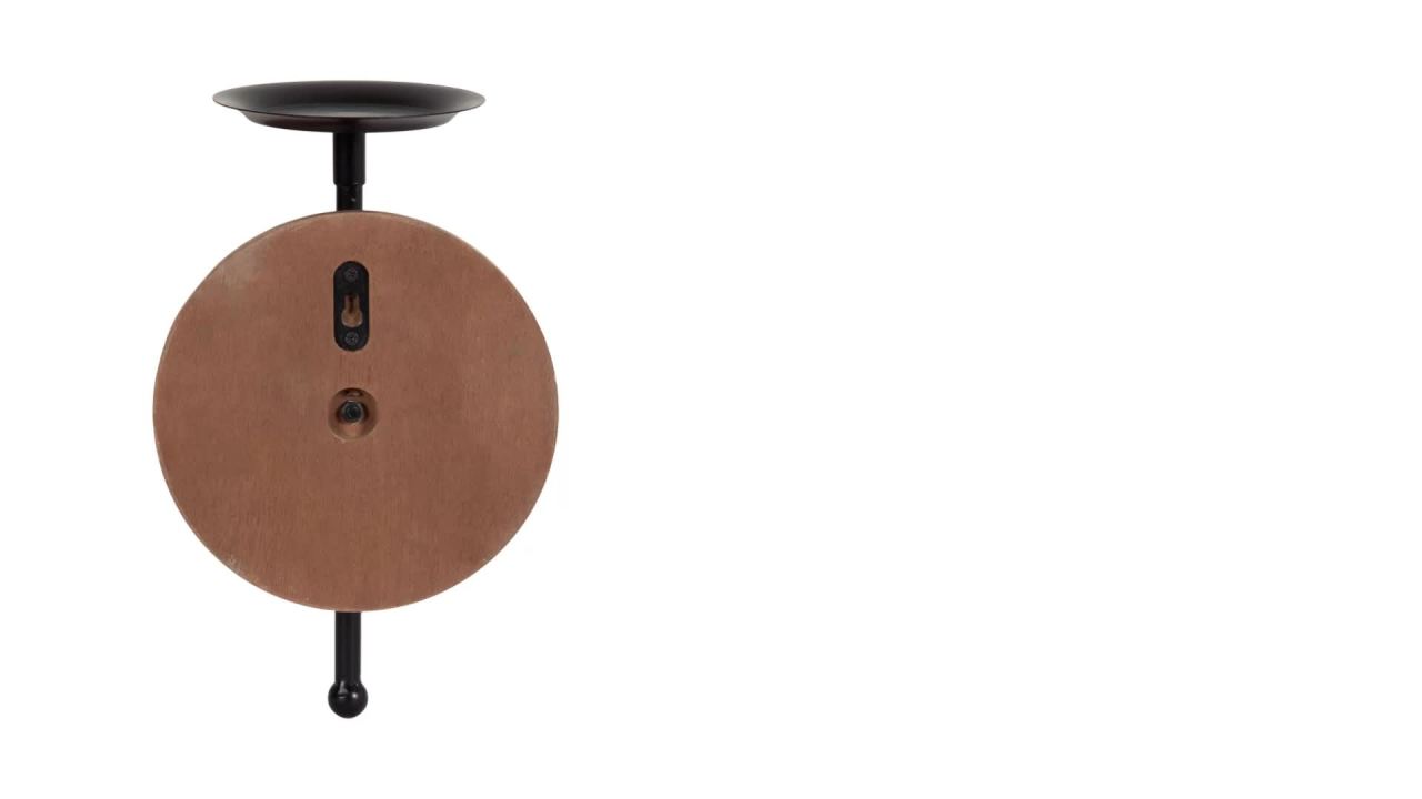 thumbnail video image 2 of Kate and Laurel Letta Traditional Wall Sconce, 8 x 6 x 12, Rustic Brown and Black, Two-Tone Modern Farmhouse Wood and Metal Candle Holder for Flameless Candles, 2 of 11