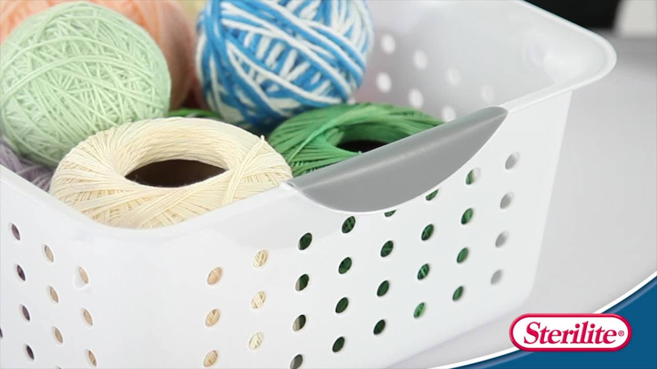 thumbnail video image 2 of Sterilite Small Ultra™ Basket, Open Plastic Storage Bin, Versatile Organization Solution, White, 12 Count, 2 of 11