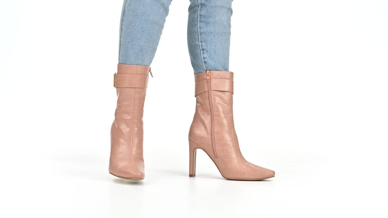 thumbnail video image 2 of Journee Womens Elanie Inside Zip Block Heel Booties, 2 of 10