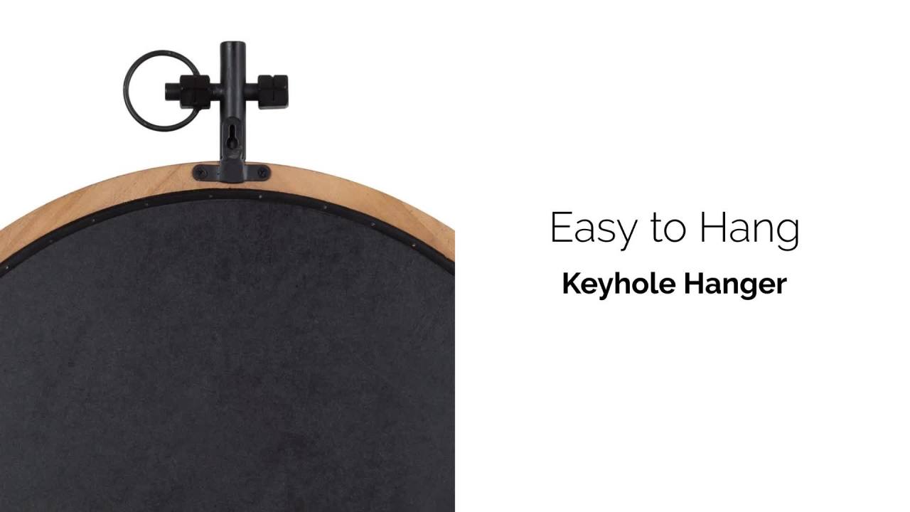 thumbnail video image 2 of Kate and Laurel Hogan Round Wood Framed Wall Mirror, 24 inch Diameter, Walnut Brown, Modern Farmhouse Wall Decor for Any Room, 2 of 8