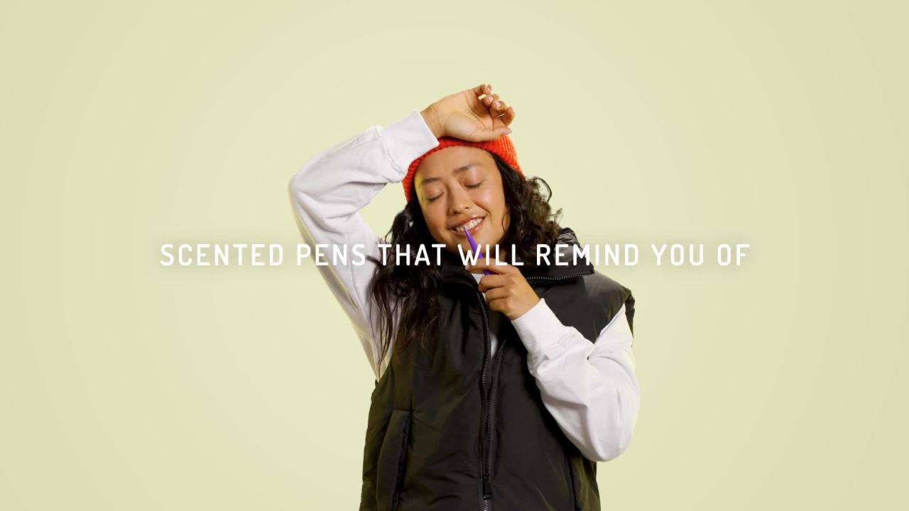 thumbnail video image 2 of Paper Mate Flair Scented Felt Tip Pens, Assorted Nature Escape Scents and Colors, Medium Point (0.7mm), 16 Count, 2 of 8