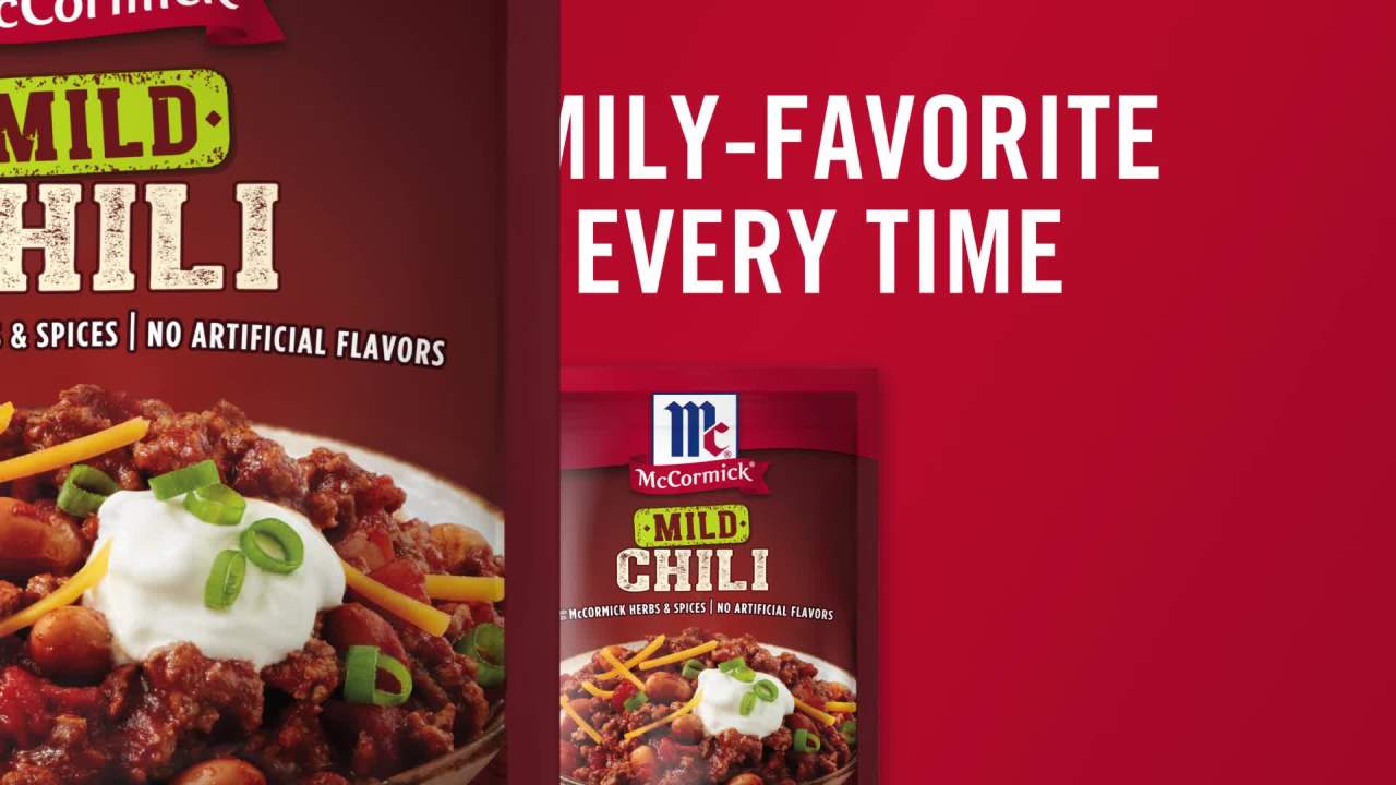 thumbnail video image 2 of McCormick Mild Chili Seasoning Mix, 1.25 oz Packet, 2 of 24