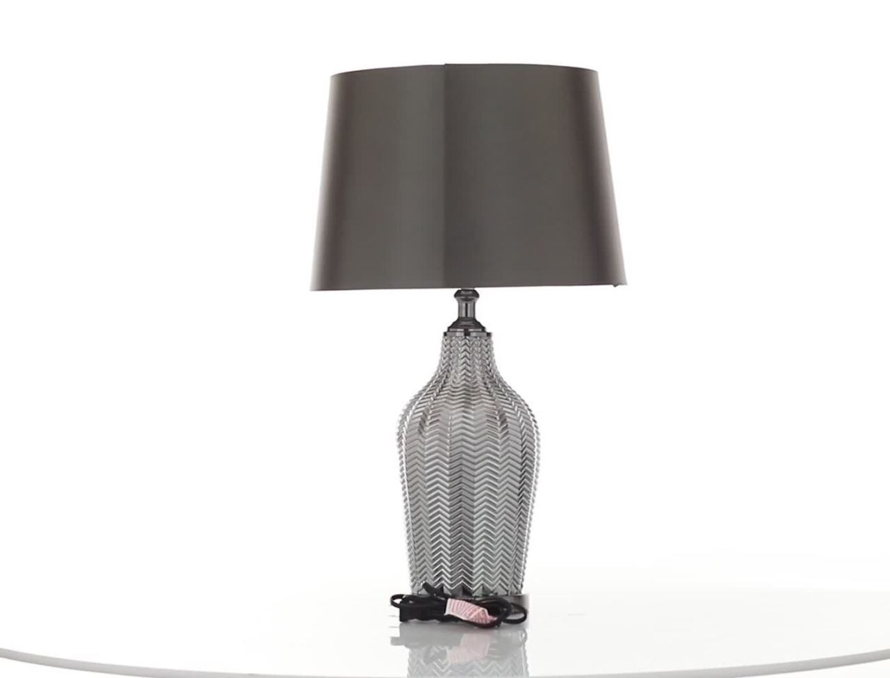 thumbnail video image 2 of DecMode 25" Silver Table Lamp with Gray Linen Shade, 2 of 11