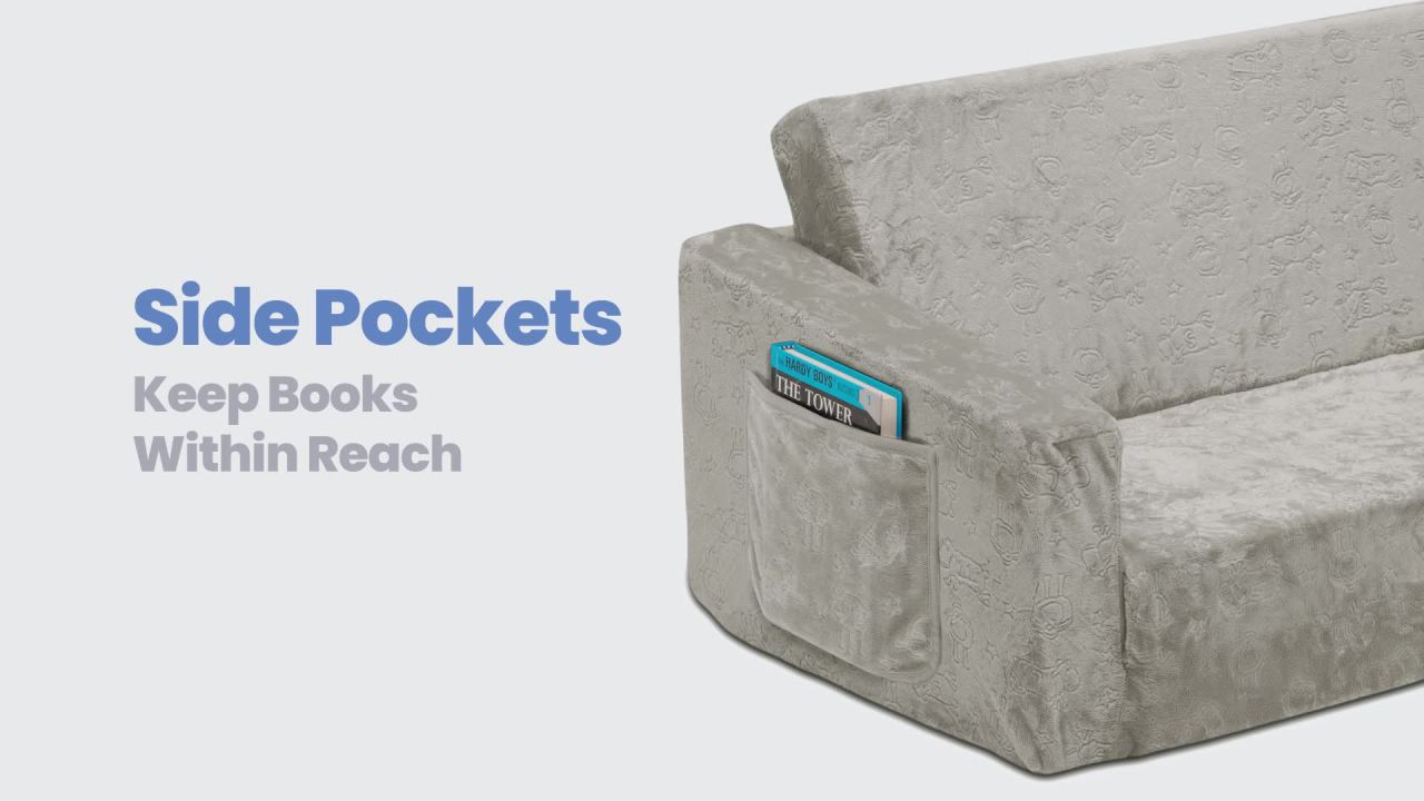 thumbnail video image 2 of Serta Perfect Sleeper Extra Wide Convertible Sofa to Lounger - Comfy 2-in-1 Flip Open Couch/Sleeper for Kids, Multiple Colors, 2 of 16