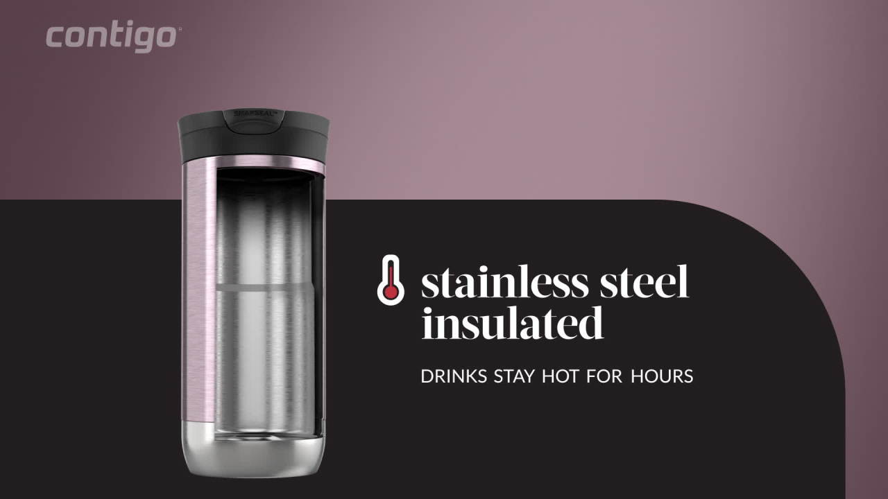 thumbnail video image 2 of Contigo 16 oz. Huron 2.0 SnapSeal Stainless Steel Travel Mug - Pine Berry, 2 of 6