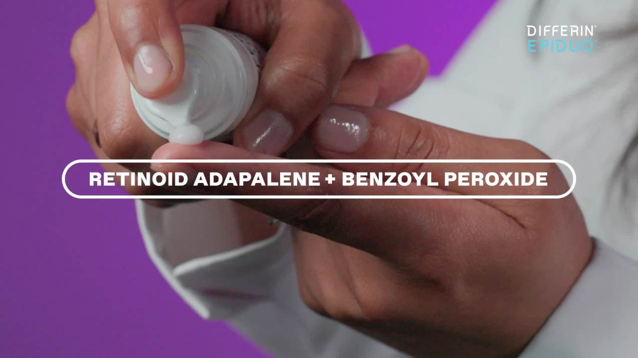 thumbnail video image 2 of Differin Epiduo Pump 0.5oz with Adapalene 0.1% and Benzoyl Peroxide 2.5% Gel, 2 of 13
