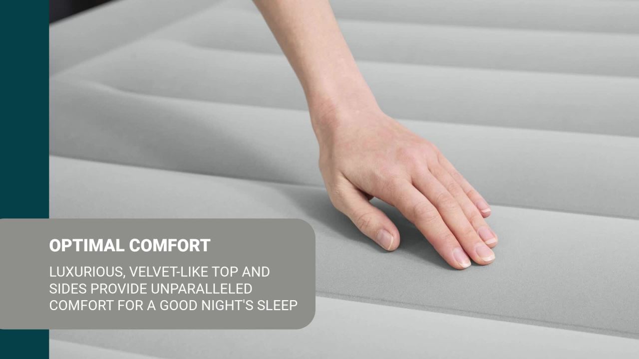 thumbnail video image 2 of Queen Airbed Sleep Bundle – 18" Air Mattress, Sheet Set & Memory Foam Pillow, 2 of 5