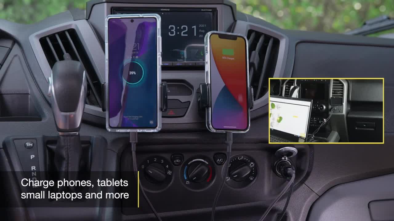 thumbnail video image 2 of Scosche CPDCC60-SP PowerVolt 60W Certified Dual USB-C Car Charger Cigarette Lighter Adapter Black, 2 of 7