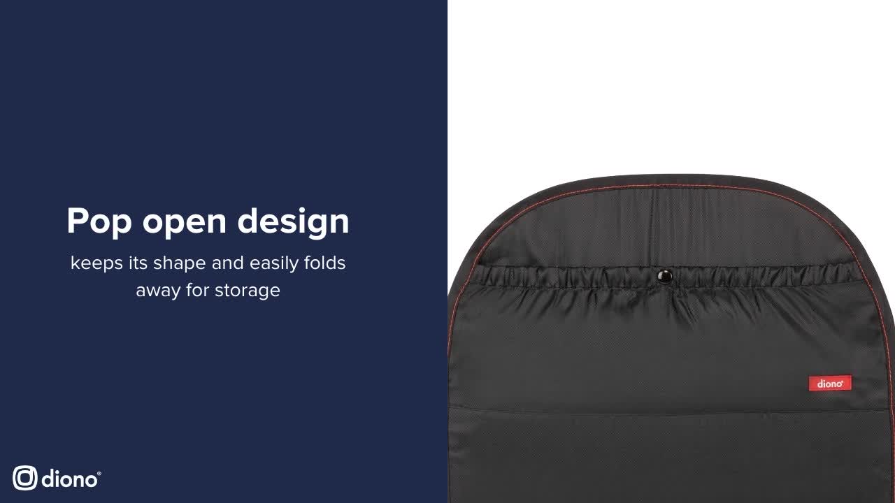 thumbnail video image 3 of Diono Stuff 'N Scuff Kick Mat Seat Protector and Organizer, Black, 3 of 8