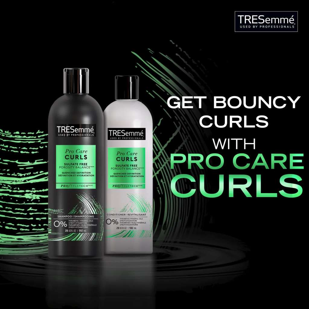 thumbnail video image 2 of Tresemme Pro Care Curls Sulphate Free Daily Shampoo 20 fl oz, 2 of 10