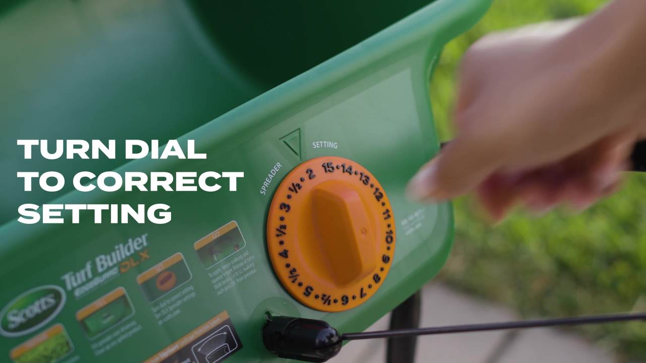 thumbnail video image 2 of Scotts Turf Builder EdgeGuard DLX Broadcast Spreader for Grass Seed, Fertilizer, Salt and Ice Melt, 2 of 14