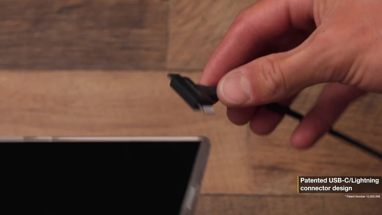 thumbnail video image 2 of Scosche CCi4B4T-SP 2-in-1 4ft USB-C to USB-C/Lightning Multi Device Charging Cable Universal Black, 2 of 8