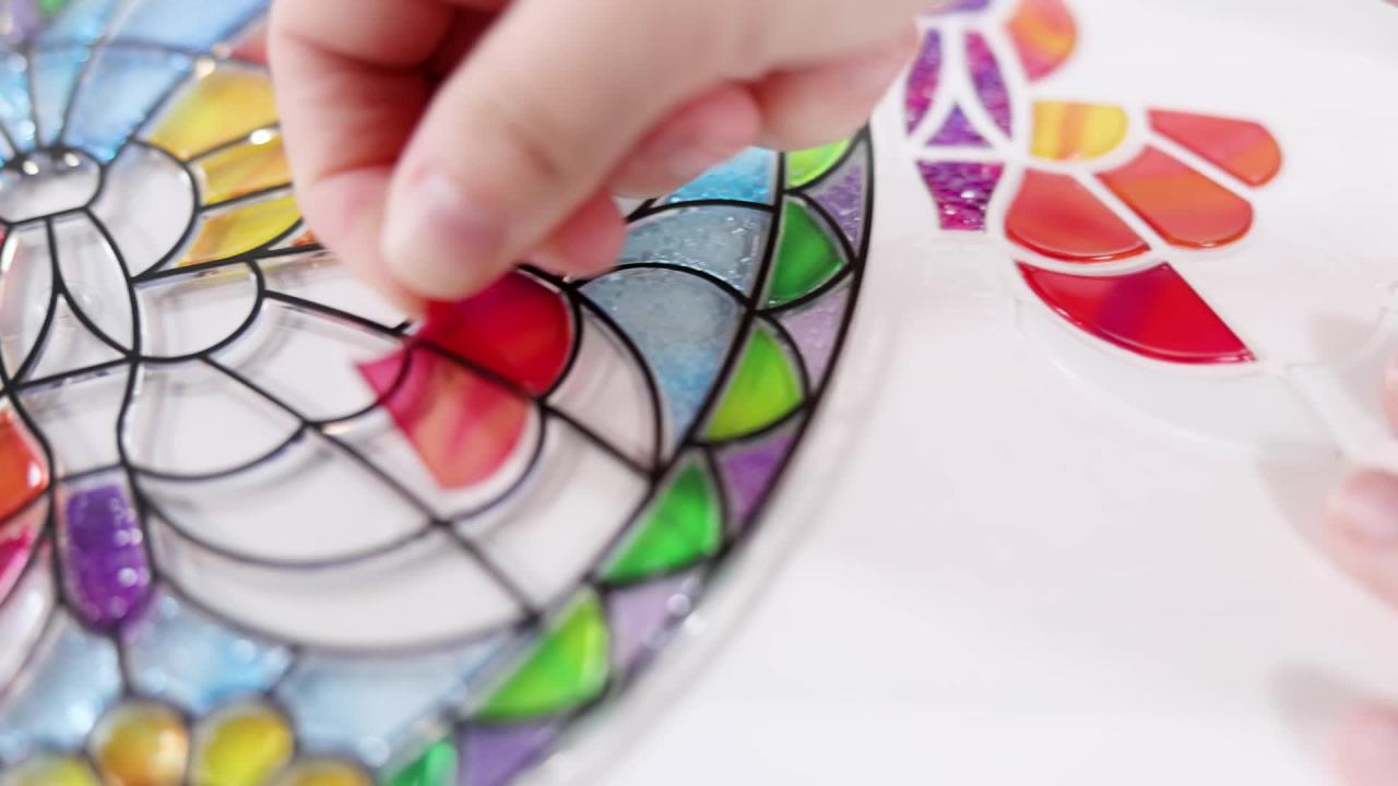 thumbnail video image 2 of Melissa & Doug Stained Glass Made Easy Activity Kit: Butterfly - 140+ Stickers, 2 of 10